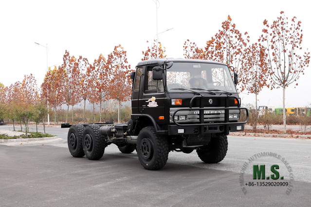 Preto 6×6 Dongfeng EQ2102 Chassis_ Six Drive 153 Cabine de uma fileira e meia Off Road Chassis_Export Special Truck Chassis