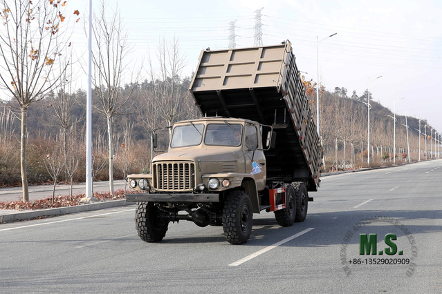 Caminhão basculante 170hp 6 × 6 EQ2082_Six-wheel drive Dongfeng Cabeça pontiaguda, fileira única, vidro duplo, caminhão basculante, local de mina, caminhões de mineração_Exportar veículo para fins especiais