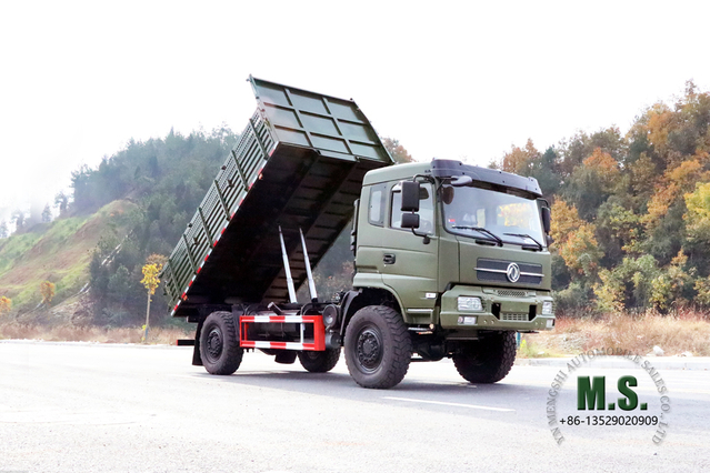 Dongfeng Veículo basculante 4 × 4_210hp Flathead Half a Row Cab Caminhão basculante_Quatro unidades Caminhão basculante de mineração Veículo especial de exportação