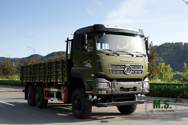 Caminhão verde 6*6 Dongfeng Veículo de carga off road de cabeça chata AWD Veículo especial de exportação