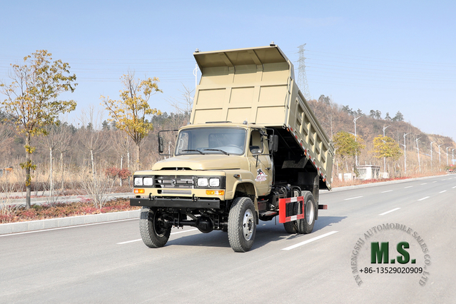 Camel Grey Caminhão basculante com tração nas quatro rodas_ 4 * 4 170hp Caminhões de mineração Dongfeng Fabricante de modificação de veículo especial para exportação de caminhão basculante off-road