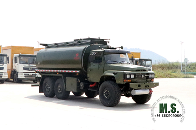 Dongfeng Caminhão-tanque EQ2100 com tração de seis rodas_190HP 6 * 6 Caminhão-tanque Feul de cabeça pontiaguda para venda_Camião-tanque especial de exportação de seis unidades