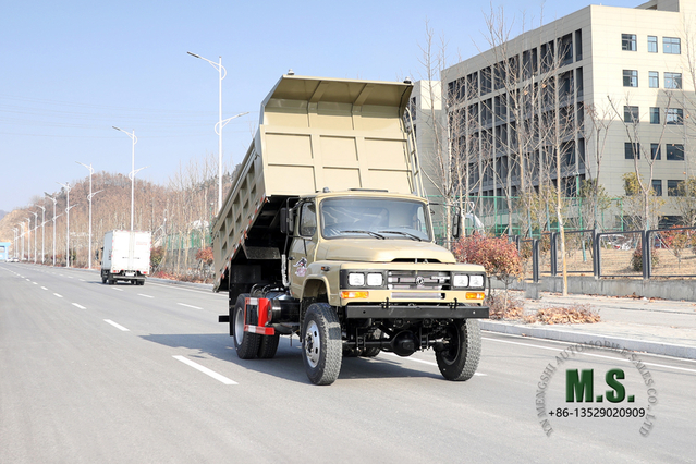 Camel Grey Caminhão basculante com tração nas quatro rodas_ 4 * 4 170hp Caminhões de mineração Dongfeng Fabricante de modificação de veículo especial para exportação de caminhão basculante off-road
