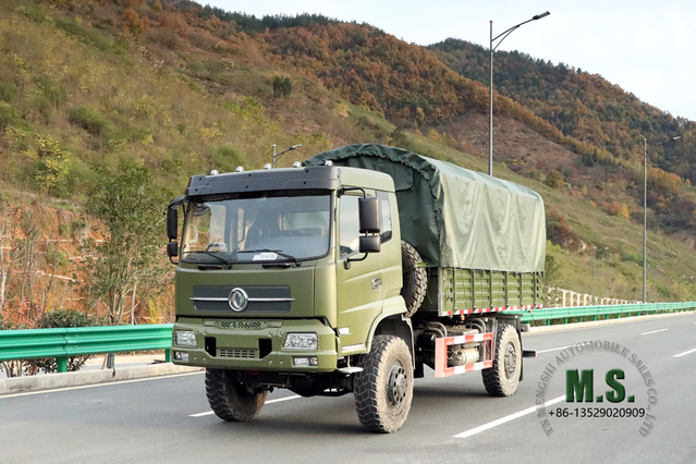 Caminhão basculante com cabine 4 × 4_Dongfeng Caminhão basculante de meia fileira com quatro unidades e cabeça chata_Fabricante de veículos transportadores de mineração no local