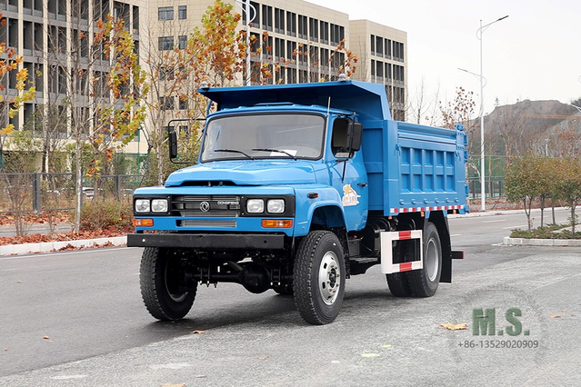 Caminhão basculante 4*4 170hp_Dongfeng Caminhão basculante pontiagudo de linha única_Veículo para fins especiais de exportação de caminhão de mineração com tração nas quatro rodas