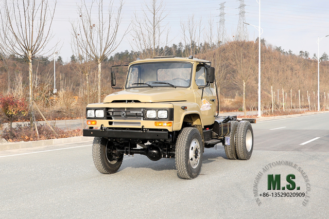 4 * 4 170hp Dongfeng Chassi de caminhão basculante off-road_ Camel Grey Tração nas quatro rodas para exportação Chassi especial de caminhão basculante_Dongfeng Fabricante de modificação de chassi de caminhão basculante