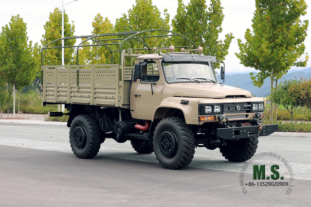 EQ2070 Dongfeng Caminhão off road 4 * 4_ Caminhão de carga com cabine única e cabeça pontiaguda com tração nas quatro rodas e poste de lona_Exportar veículo para fins especiais