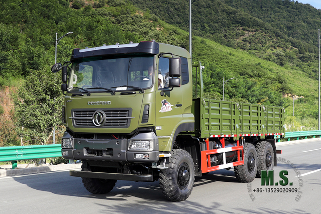 Caminhão verde 6*6 Dongfeng Veículo de carga off road de cabeça chata AWD Veículo especial de exportação