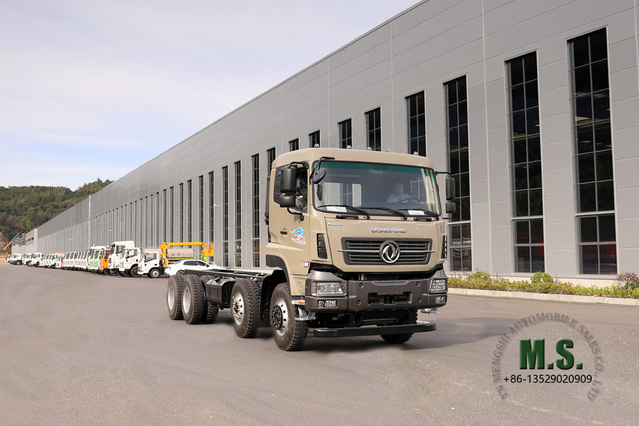 Dongfeng Chassi de caminhão-plataforma 30T_Dongfeng Chassi de veículo de carga plana 8X4_Dongfeng Chassi de veículo especial para exportação de caminhão de 10m