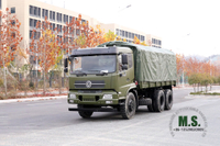 6x4 Dongfeng Caminhão off-road_210 hp Caminhão de transporte de meia cabine com cabeça plana e poste de lona_Dongfeng Veículo para fins especiais de exportação