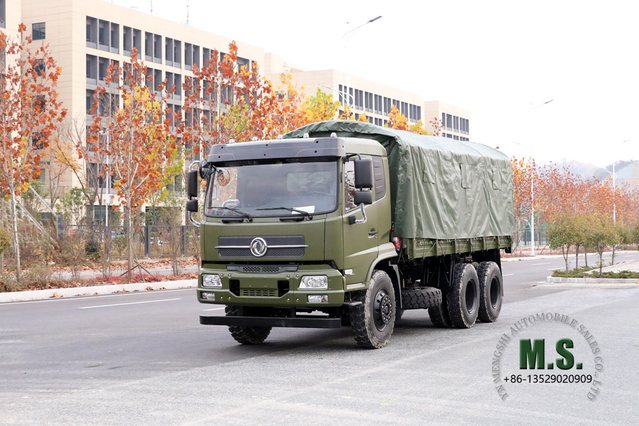 6x4 Dongfeng Caminhão off-road_210 hp Caminhão de transporte de meia cabine com cabeça plana e poste de lona_Dongfeng Veículo para fins especiais de exportação