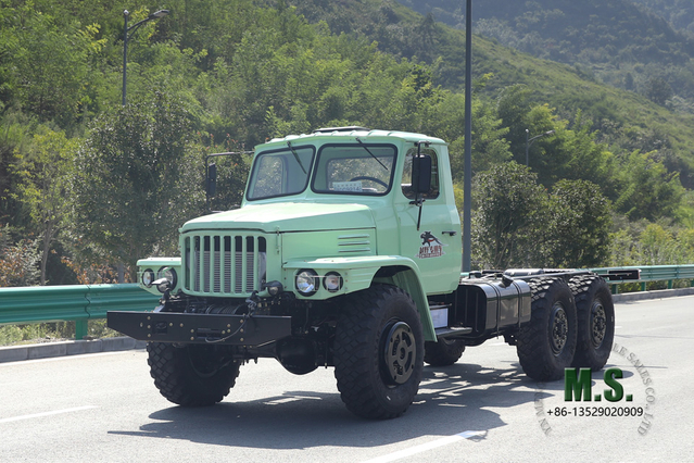 Dongfeng Chassis Off Road de seis unidades Verde Menta EQ2100 Chassi de caminhão com cabeça pontiaguda de fileira única AWD Exportação Chassi de veículo especial