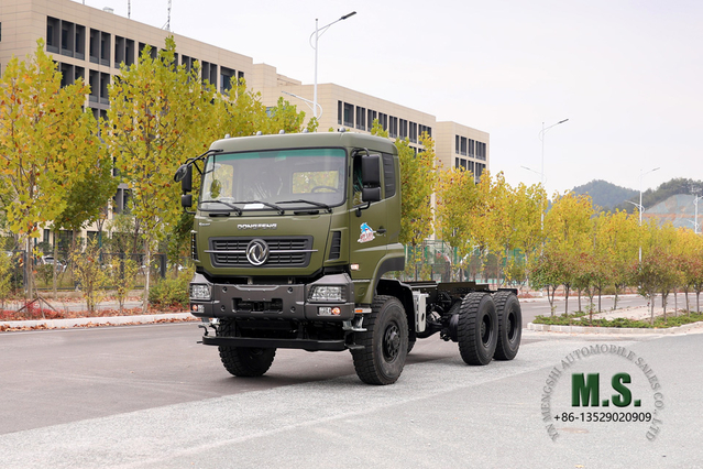 Dongfeng Chassi off-road de seis unidades_Dongfeng Chassi de caminhão de transporte de cabeça chata 450HP_6x6 Fabricante de conversão de chassi de caminhão especial de exportação