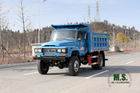 Dongfeng Caminhão basculante 4 × 4 azul_ Caminhões de mineração de linha única com tração nas quatro rodas e tração nas quatro rodas de 170 HP Caminhão basculante para venda_Exportação de veículo especial