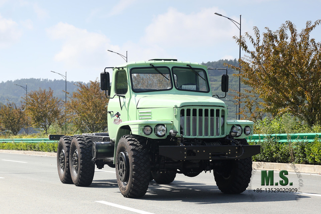 Dongfeng Chassis Off Road de seis unidades Verde Menta EQ2100 Chassi de caminhão com cabeça pontiaguda de fileira única AWD Exportação Chassi de veículo especial