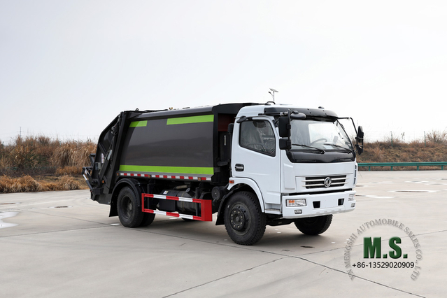 Caminhão de lixo comprimido 4 * 2 Dongfeng 9m³_ Caminhão leve 4 × 2 Veículo de saneamento municipal_Exportar fabricante de vendas de caminhão de lixo especial