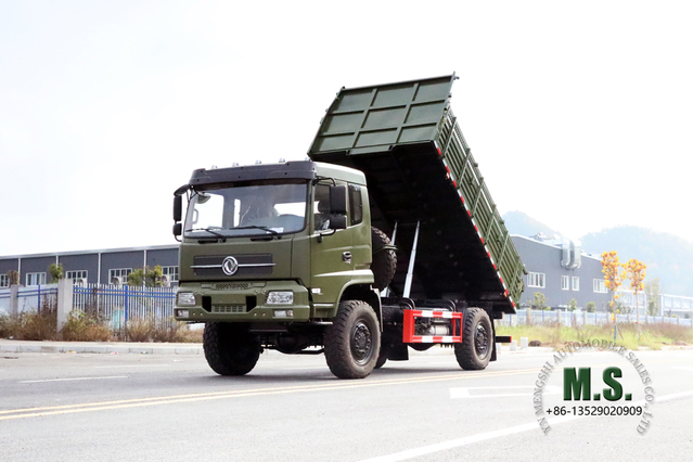 Dongfeng Veículo basculante 4 × 4_210hp Flathead Half a Row Cab Caminhão basculante_Quatro unidades Caminhão basculante de mineração Veículo especial de exportação