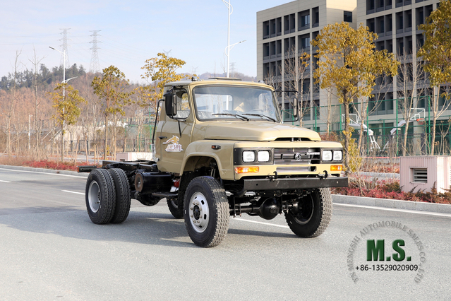 4 * 4 170hp Dongfeng Chassi de caminhão basculante off-road_ Camel Grey Tração nas quatro rodas para exportação Chassi especial de caminhão basculante_Dongfeng Fabricante de modificação de chassi de caminhão basculante