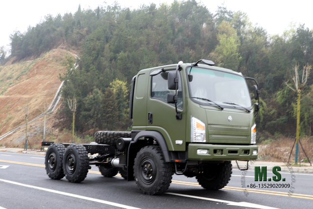 Dongfeng Chassi de caminhão off-road 6 × 6_EQ2082 Configuração de caminhão Flathead 'Bobcat' com tração nas seis rodas_Exportar chassi de veículo especial