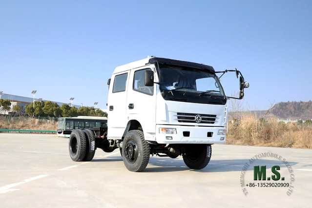 Chassi de caminhão com quatro unidades Dongfeng_4 * 4 cabine de duas fileiras com conversão personalizada Chassi de caminhão leve_AWD Fabricante de veículos especiais para exportação de caminhões off-road