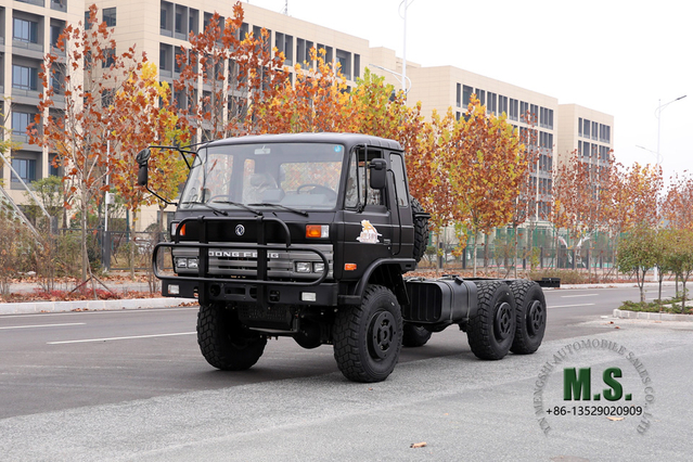 Preto 6×6 Dongfeng EQ2102 Chassis_ Six Drive 153 Cabine de uma fileira e meia Off Road Chassis_Export Special Truck Chassis