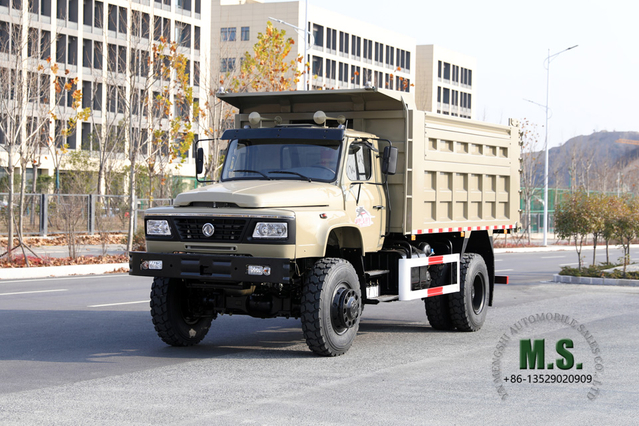 4 × 4 Dongfeng Caminhão basculante de 240 HP_ Caminhão basculante com tração nas quatro rodas e cabine de duas fileiras Caminhão de mineração de dois eixos Caminhão basculante 8T_ Veículo para fins especiais de exportação 4WD