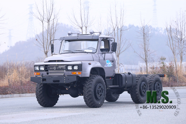 190 cavalos de potência e 11 toneladas de peso bruto Dongfeng Chassi de cabine de caminhão off-road 6x6 Silver_Cummins Engine Injeção mecânica de combustível, antigo modelo para fins especiais, CTIS, simples e druável_Manufacturer Direct