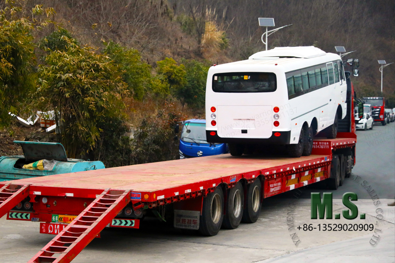 6X6 bus shipping by big tractor truck 