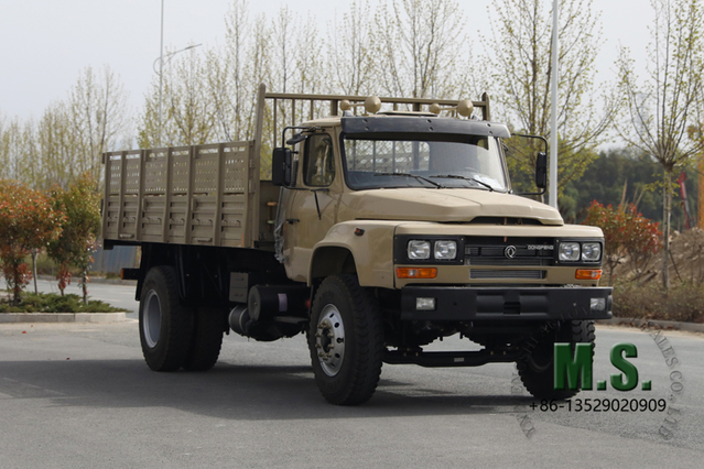 190 cavalos de potência de 15 toneladas de peso bruto Dongfeng 4x2 Cargo Truck_Cummins Motor, tronco de carga de 4700 mm, assentos na caixa de carga, transportadora de tropas, ex-modelo militar.