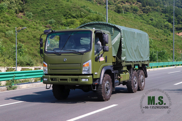 Dongfeng EQ2082 Flathead Army Green com lona_Dongfeng 6*6 Exportação de caminhão de transporte off-road