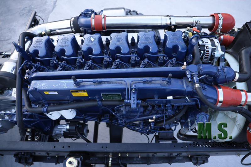 6x6 Chassi rolante de 340 cavalos de pot&ecirc;ncia para &ocirc;nibus instalado motor wechai 