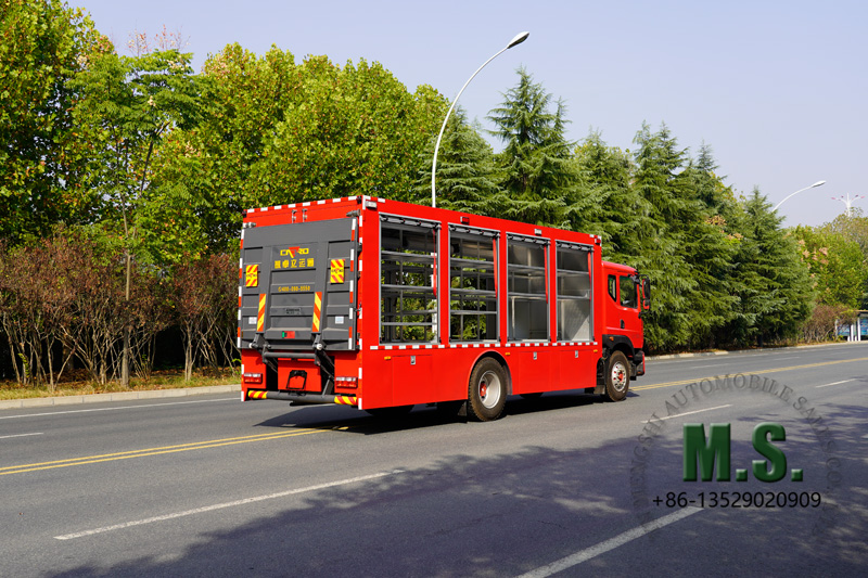 Parte traseira do caminhão de resgate de incêndio