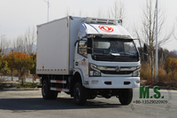 140 cavalos de potência de 10 toneladas de peso bruto Dongfeng 4x4 Refrigerator Truck_Cummins Motor, sistema de refrigeração auxiliar independente, portão aberto de 270 °, chassi durável.