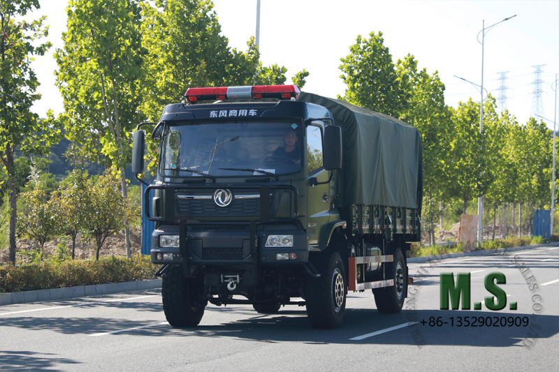 Galeria de veículos e chassi 43: Dongfeng 4x4 caminhão de carga pesada com lona e portão de rampa de elevador hidráulico.