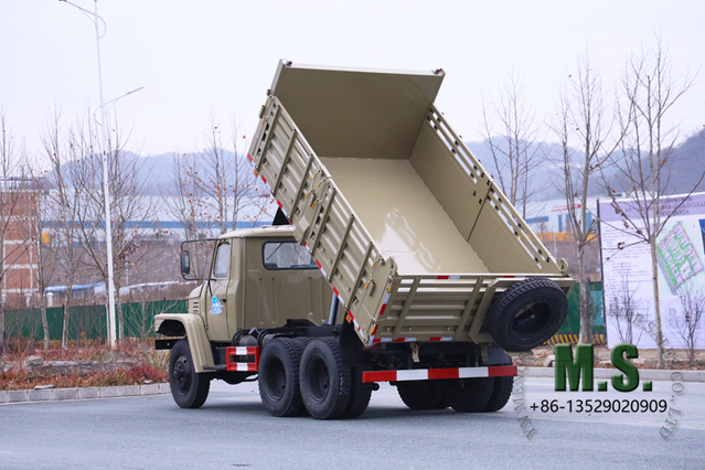 170 cavalos de potência, 10 toneladas, peso bruto 6x6 off-road Dongfeng Caminhão basculante antigo_Injeção mecânica de combustível Motor Cummins, pneus traseiros duplos, Pirce baixo, simples e duável_Direto do fabricante