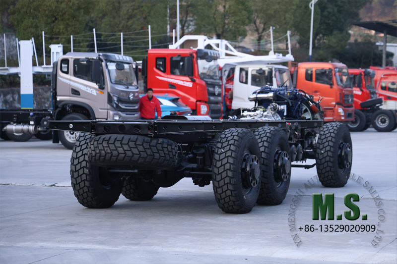 6x6 Chassi rolante de 340 cavalos para &ocirc;nibus com pneu sobressalente sob o chassi 6x6 Chassi rolante 